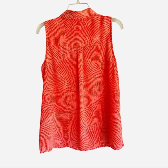 Michael Kors, orange and cream swirl sleeveless zip up top size medium - Picture 3 of 12